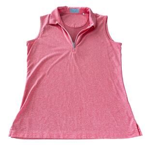 Callaway Women's Pinky Orange Golf /Tennis Shirt 1/4 Zip Sleeveless